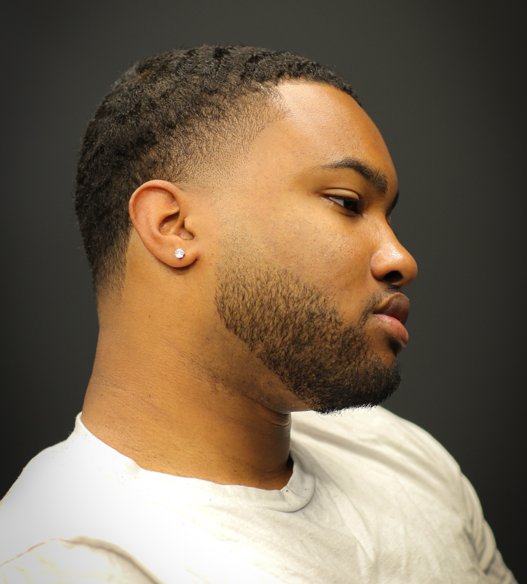 Low fade with sculpted beard line